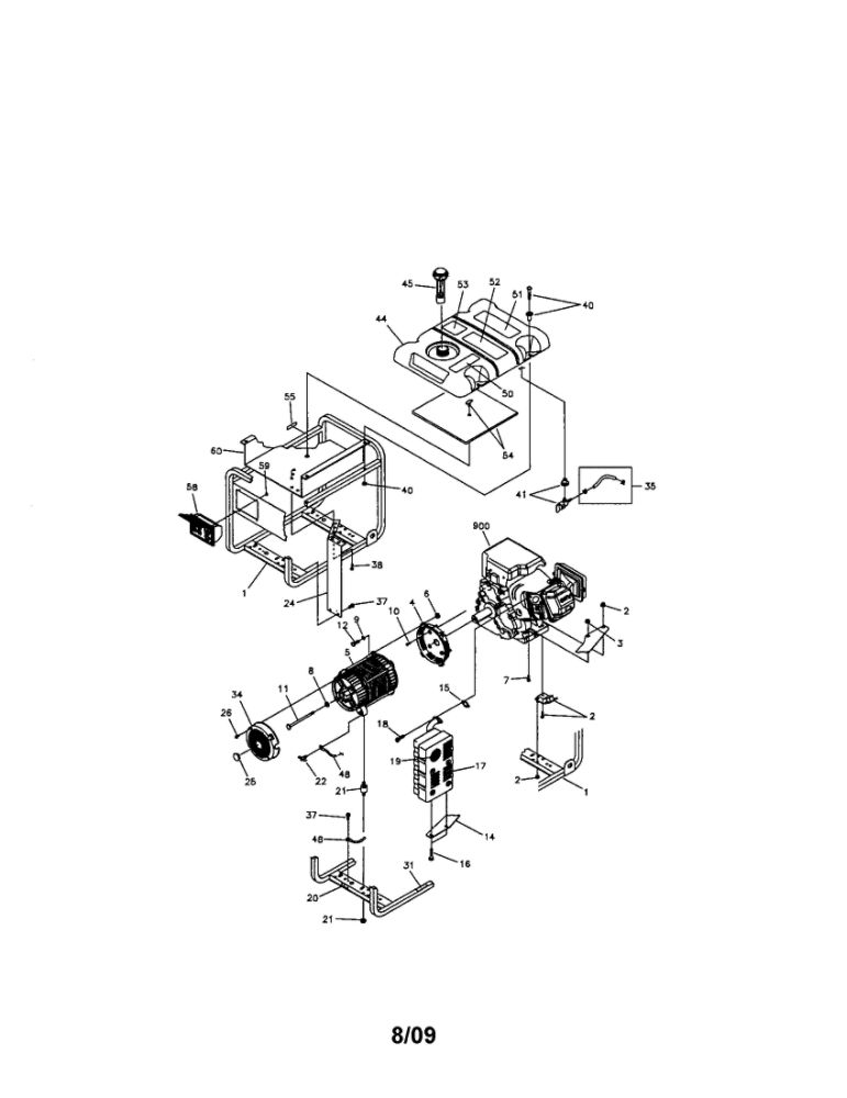 Main Unit Diagram and Parts List for 030241  Briggs and Stratton Generator